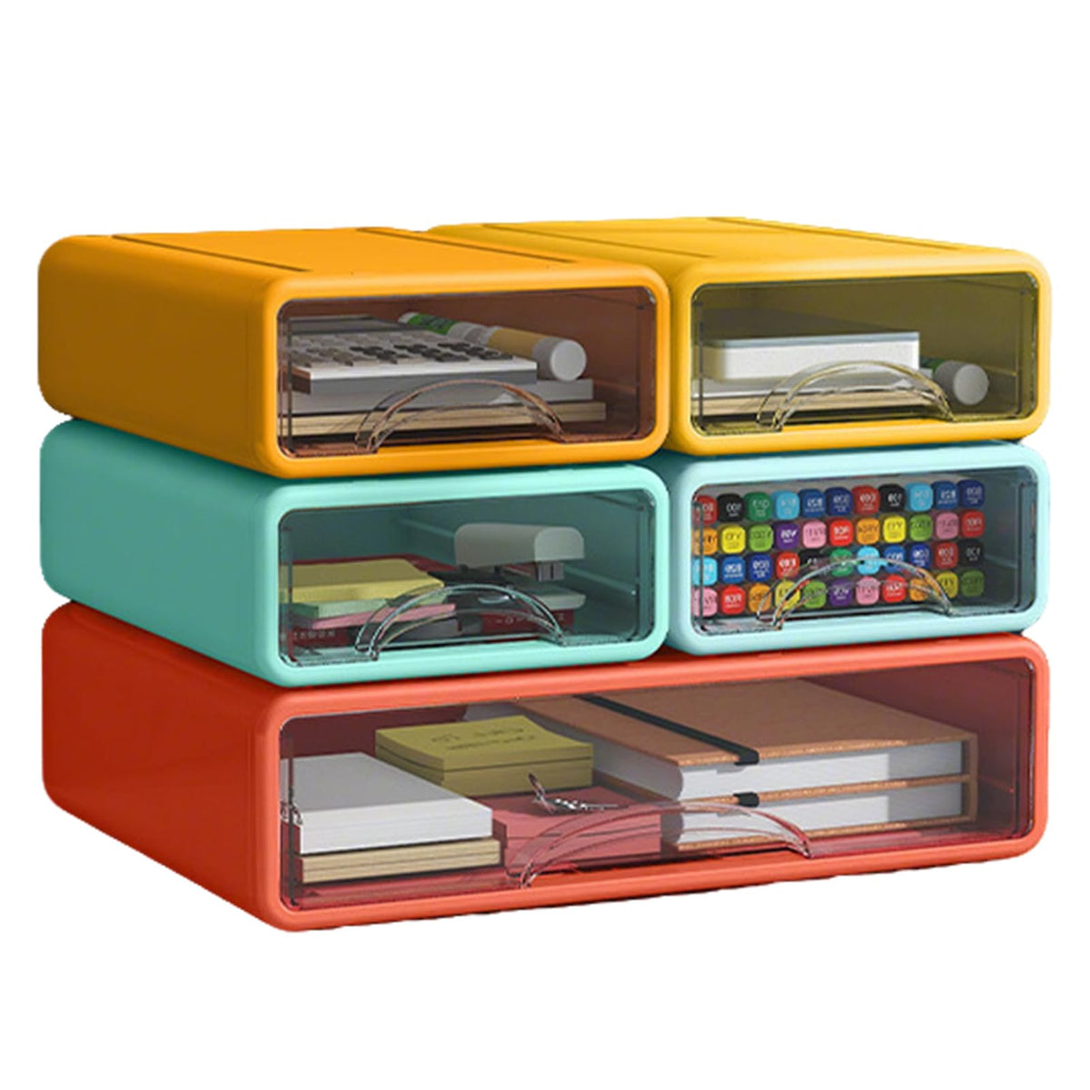 ZZFENGKR Desk Organizer with Drawers, Stackable Storage Drawers with Compartments Desktop