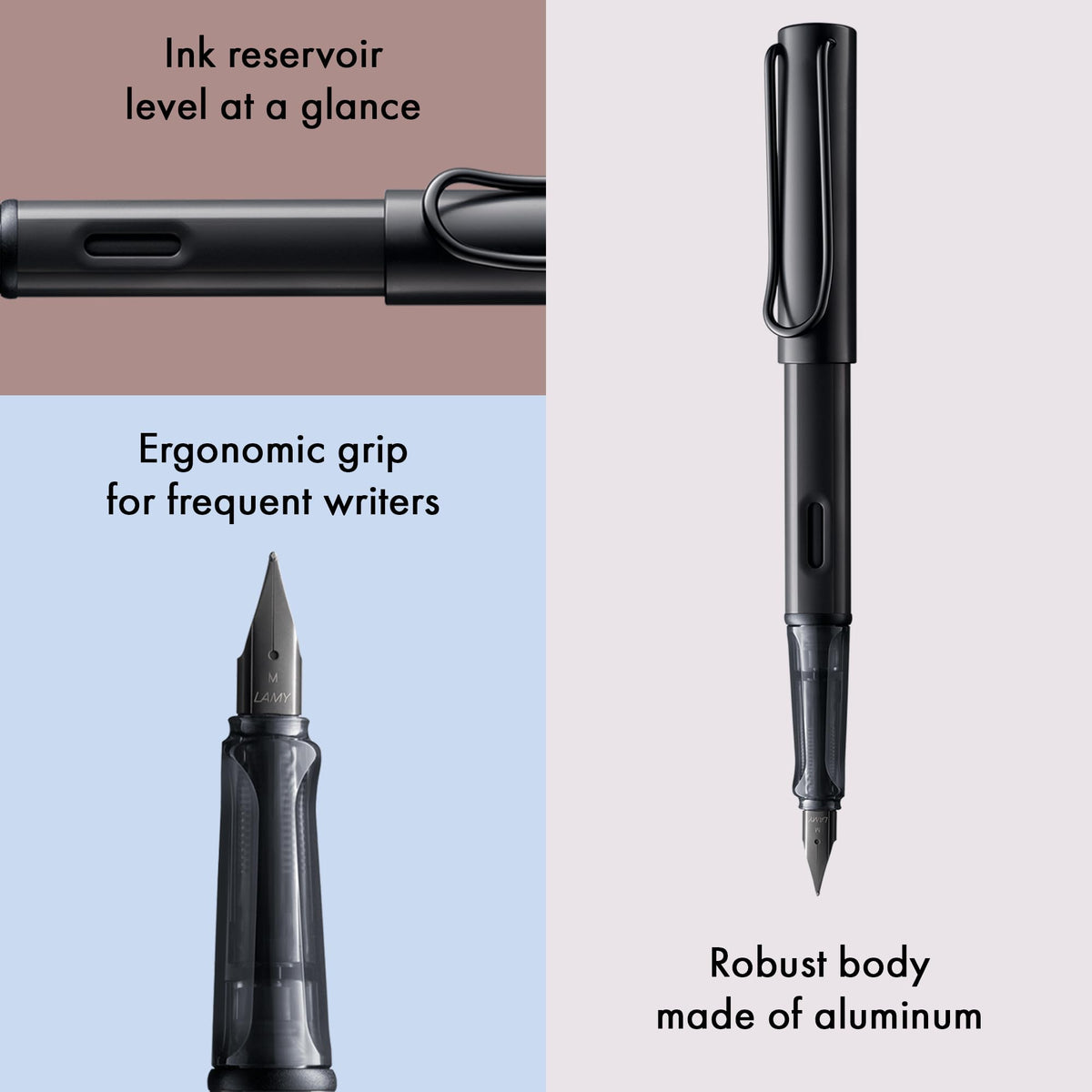 LAMY AL-star black - Fountain Pen with ergonomic grip & black steel nib in size EF - lightweight