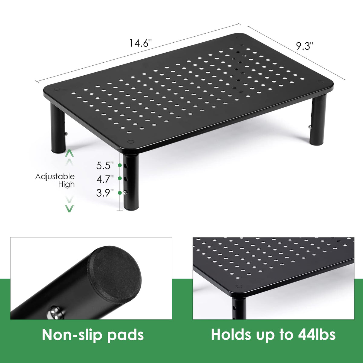 DOLALIKE 2 Pack Desktop Riser, 3 Height Adjustable Monitor stands for 2 Monitors, PC, Computer