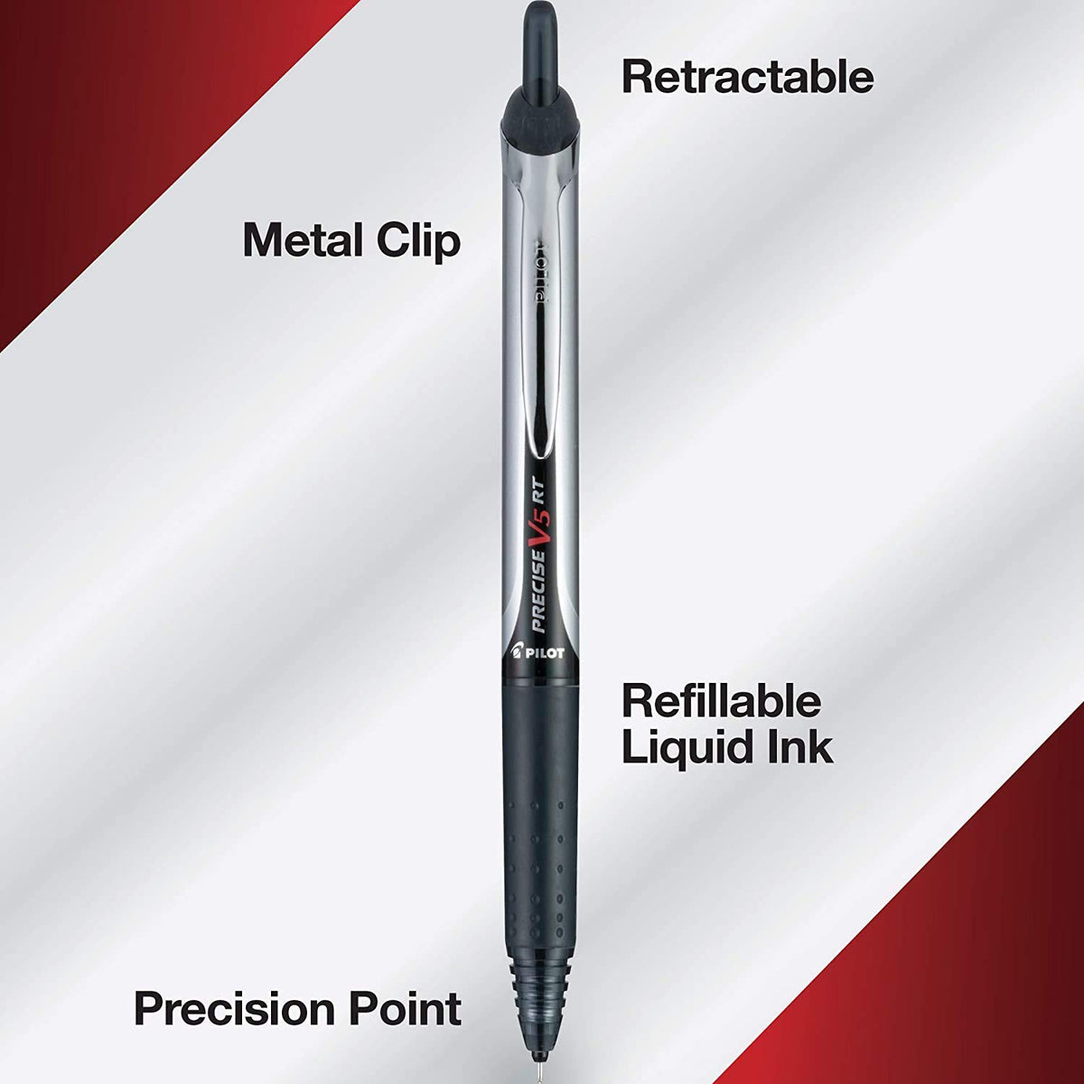 PILOT Precise V5 RT Pens, Extra Fine Point (0.5mm) Black, 14-Pack