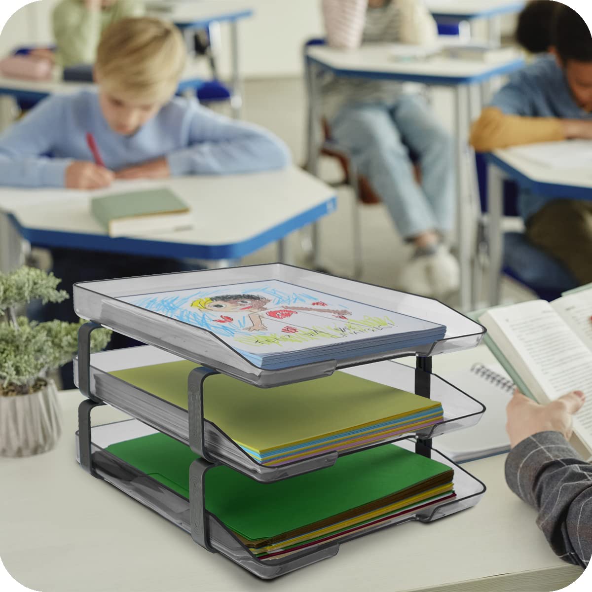 Acrimet Traditional 3 Tier Letter Tray, Front Load Design, A4 Letter Size, Desktop Organizer