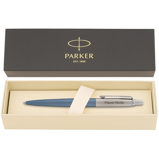 Parker Jotter Personalized Click Action Ballpoint Pen in Waterloo Blue