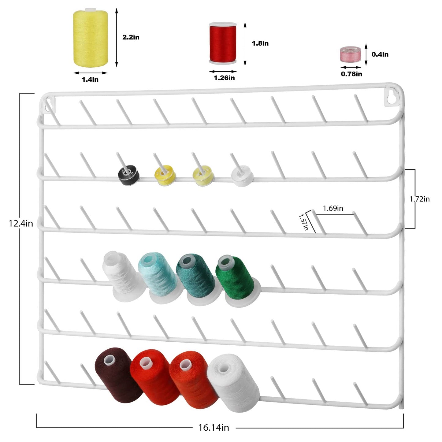 YBING Thread Holder Wall White, 54-Spool Sewing Thread Rack