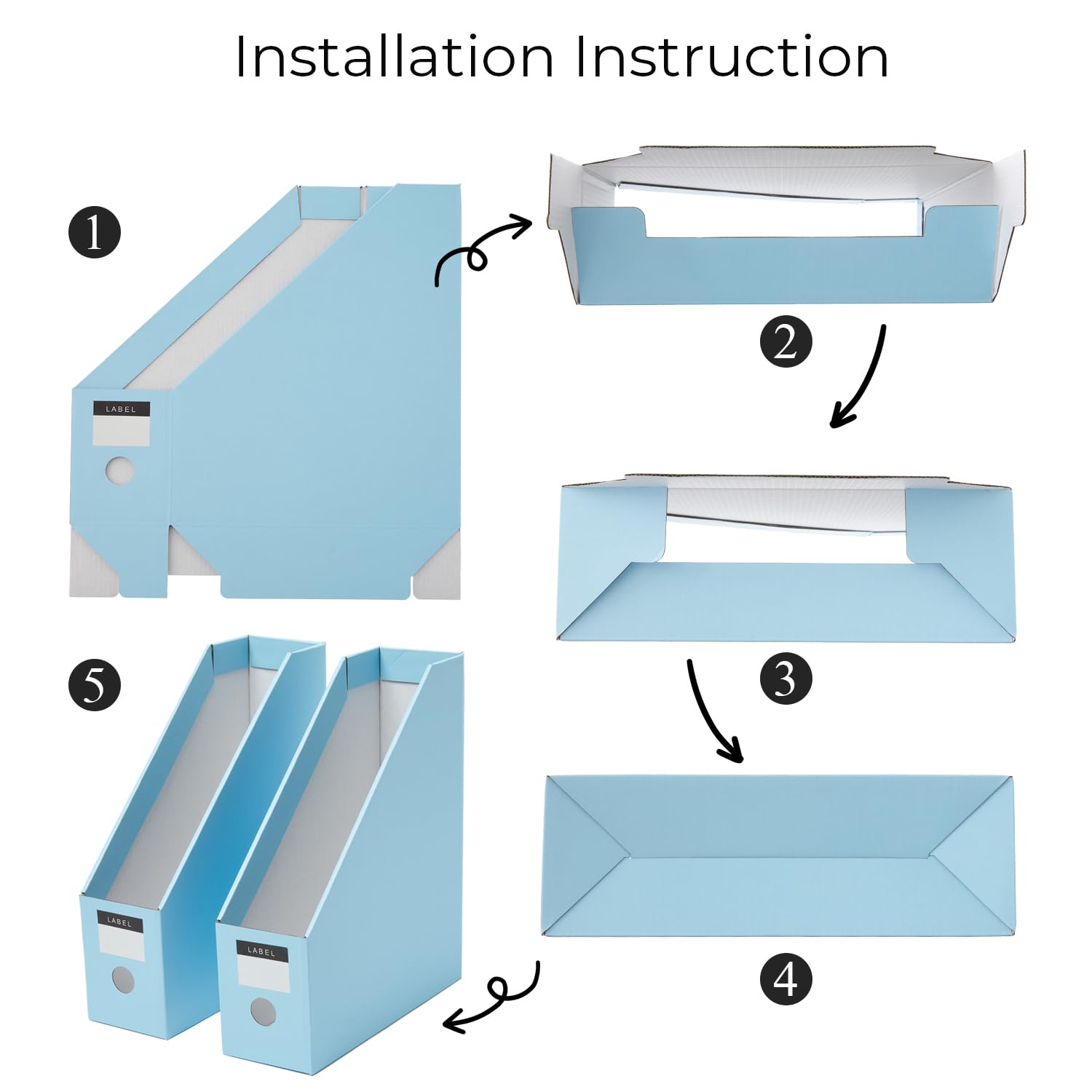 Y YOMA Cardboard File Magazine Holder, Pastel Color, 6 Pack Desktop Binder Holder with Labels