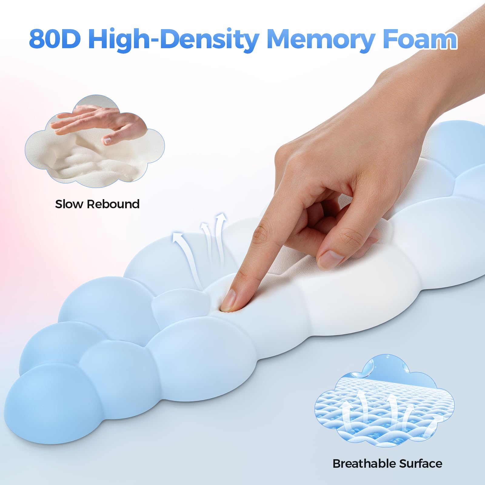 TECKNET Cloud Mouse Pad with Wrist Rest, Ergonomic Cloud Wrist Rest with Non-Slip Base, PU Leather