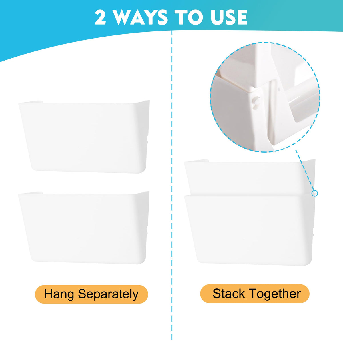 EASEPRES 6 Pack White Plastic Single Pocket Hanging File Organizer, Wall Mount Paper Mails