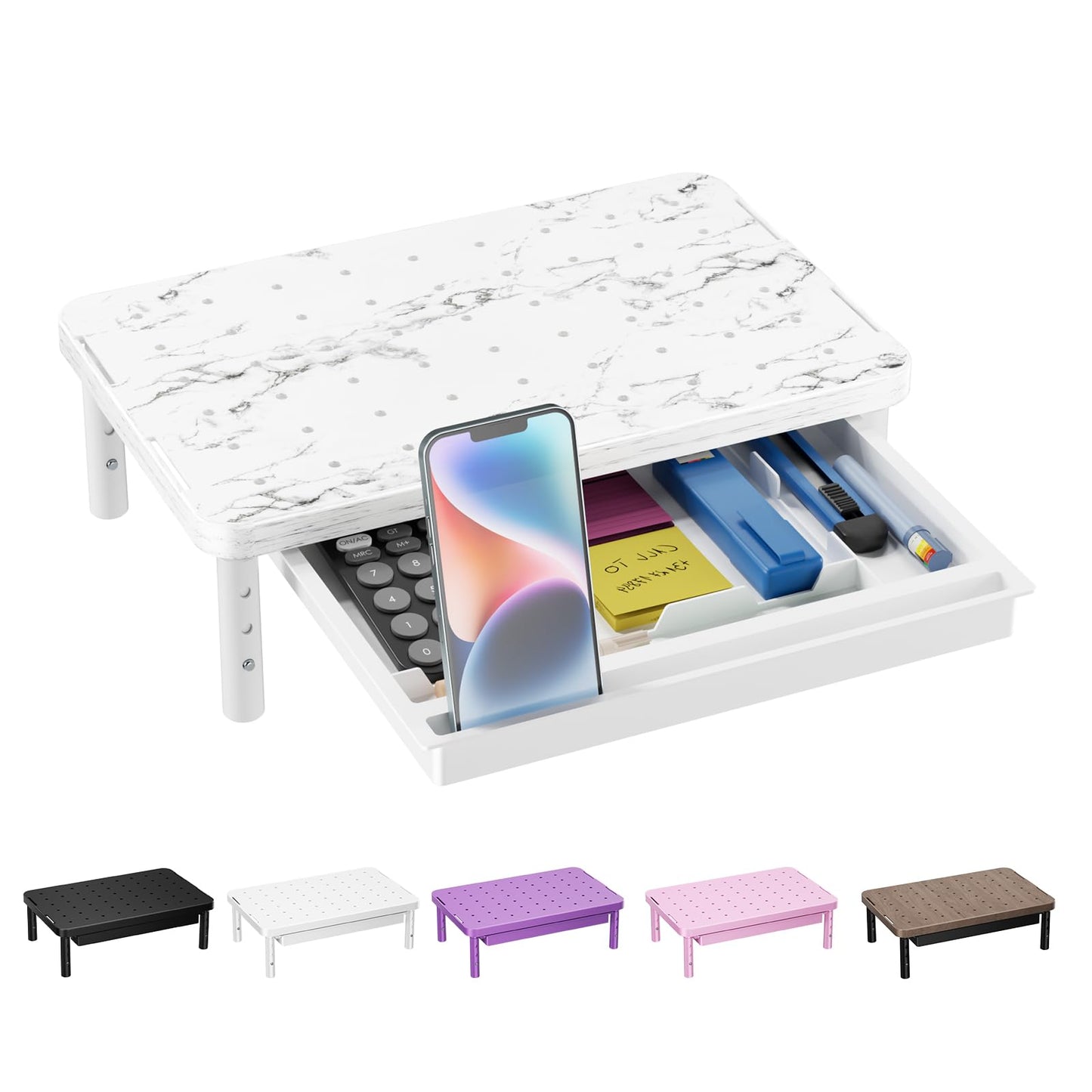 WALI Computer Monitor Stand with Storage, Monitor Riser 3 Height Adjustable