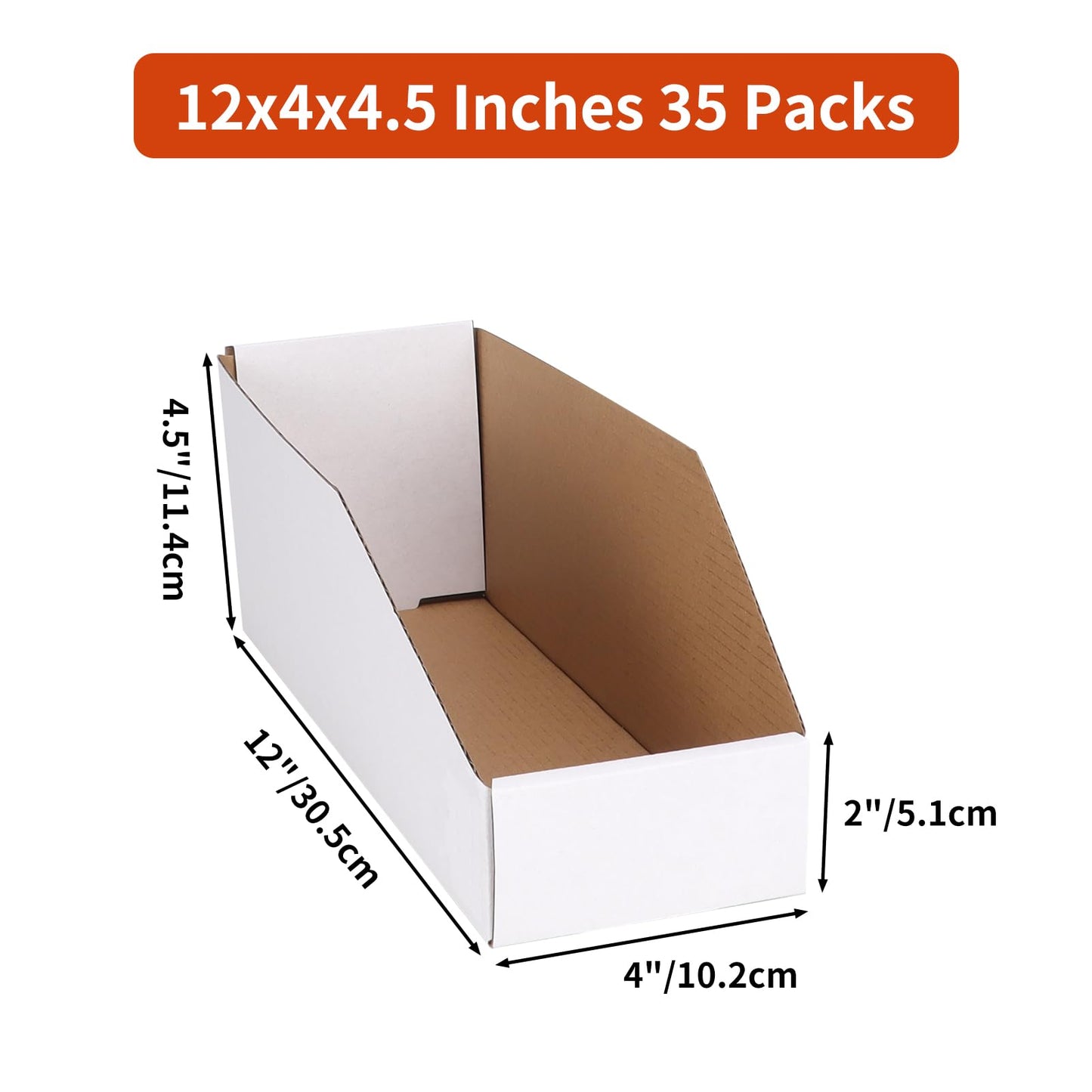 ZBEIVAN Cardboard Storage Bins Boxes 35 Packs 12x4x4.5 Inches, Easy Assembly Pantry Organizer Bins