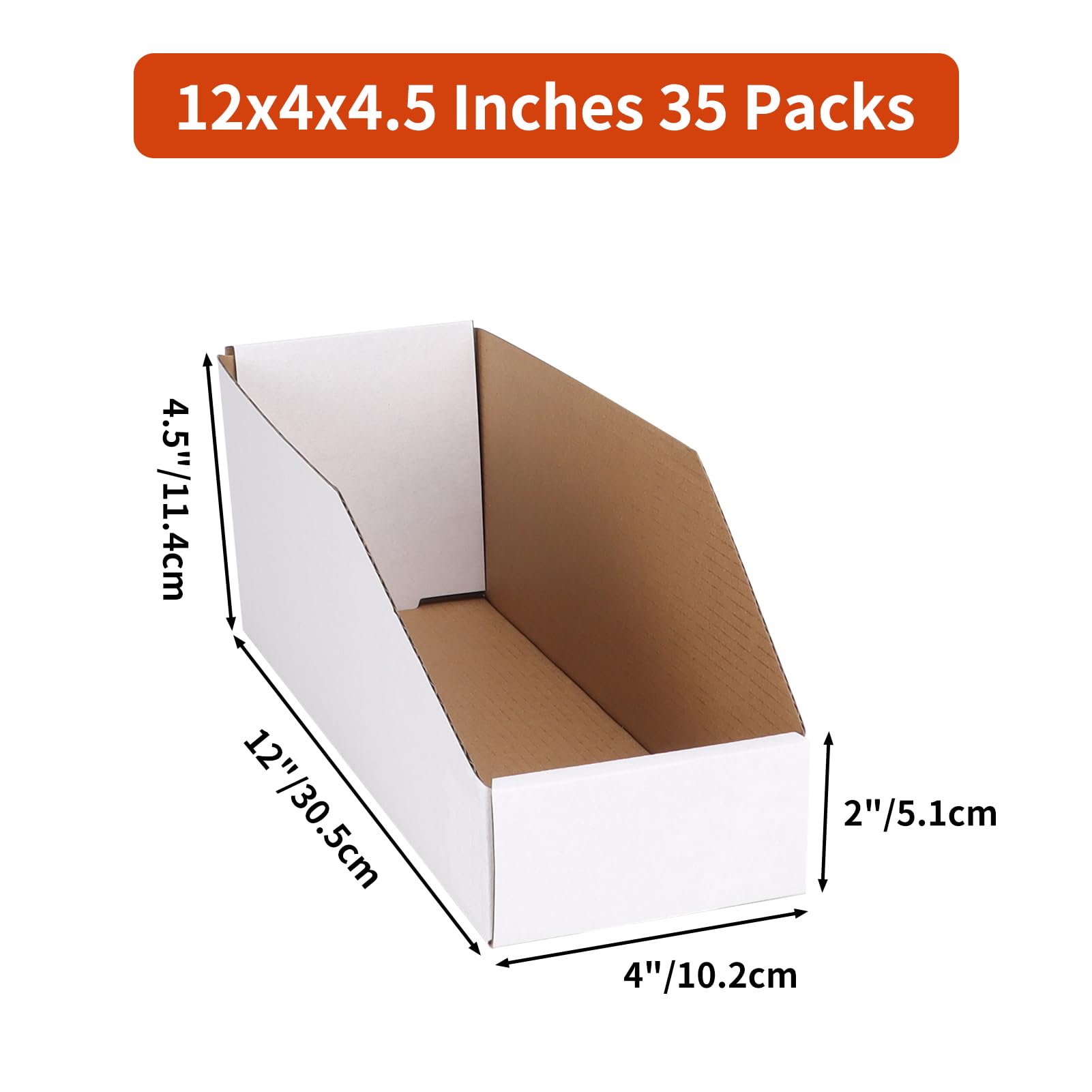 ZBEIVAN Cardboard Storage Bins Boxes 35 Packs 12x4x4.5 Inches, Easy Assembly Pantry Organizer Bins