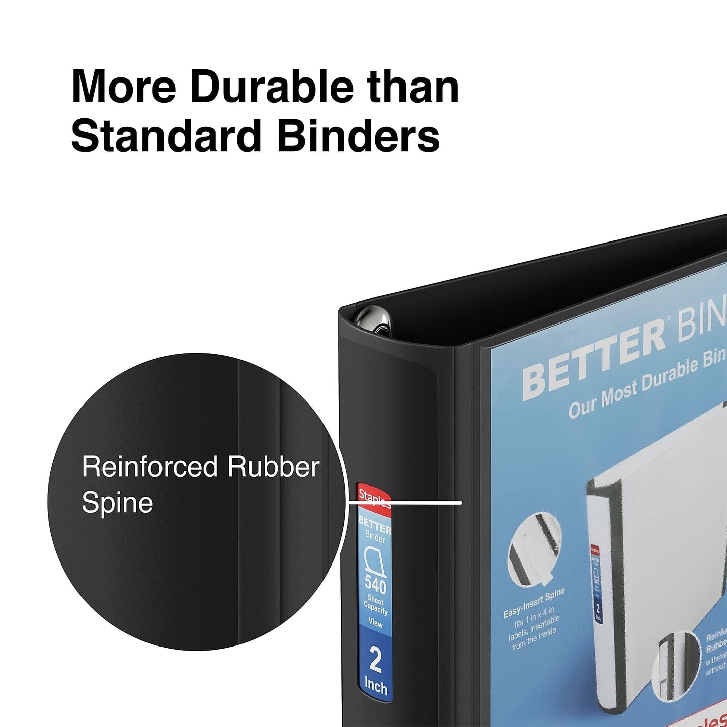Staples Better Binder, 2-Inch 3-Ring View, Black, 2-Pack