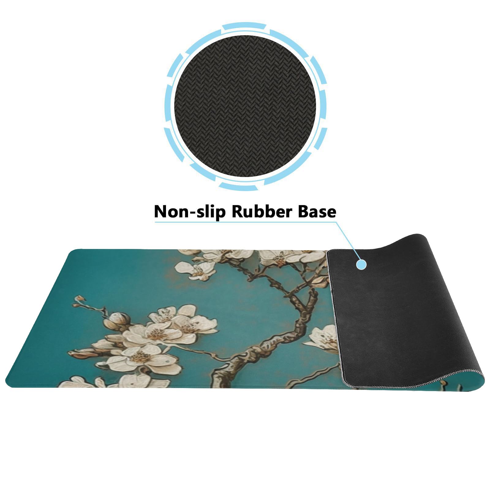 Almond Blossom Style Mouse Pad - Non-Slip, XL Size Mouse Pad Protector for Gaming and Work