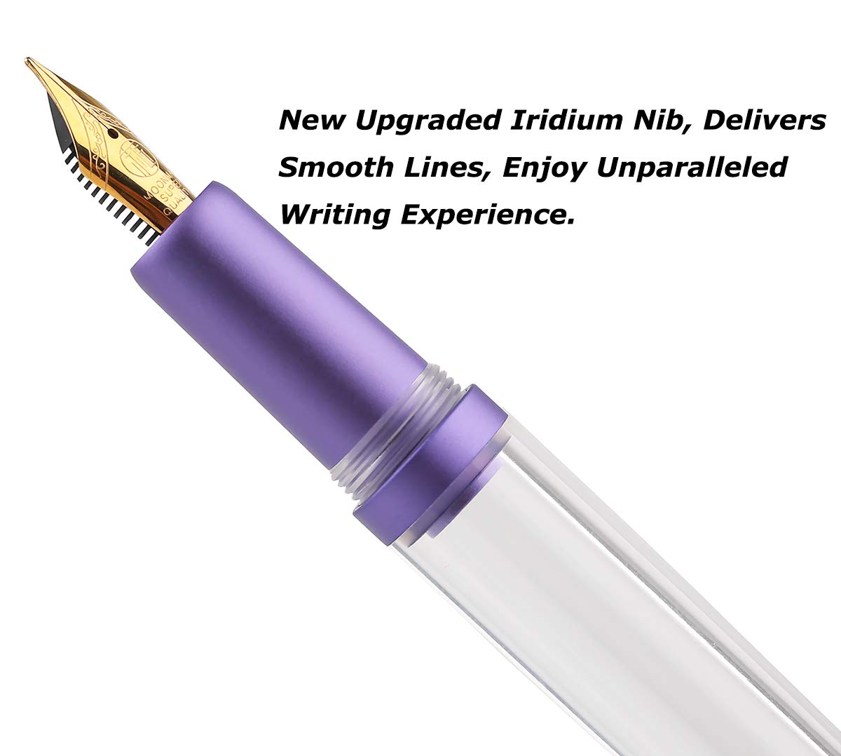 erofa M2 Metallic Violet Fountain Pen (Extra Fine Nib 0.38mm) Transparent Eye Dropper Filling