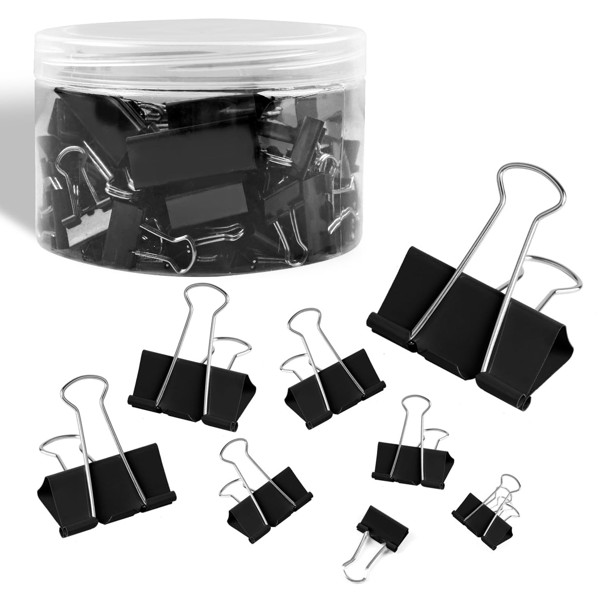 125Pcs Binder Clips Colored, Binder Clips Assorted Sizes, 6 Sizes Binder Paper Clips for Office
