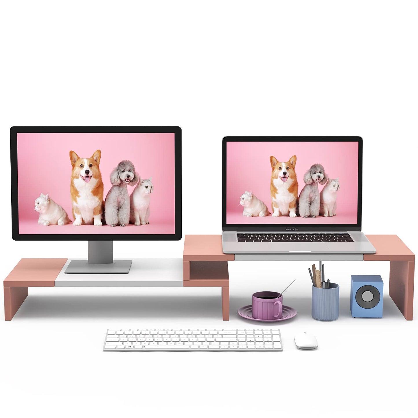 WESTREE Dual Monitor Stand - Monitor Stand Riser - 2 Shelf Computer Monitor Stand with Adjustable