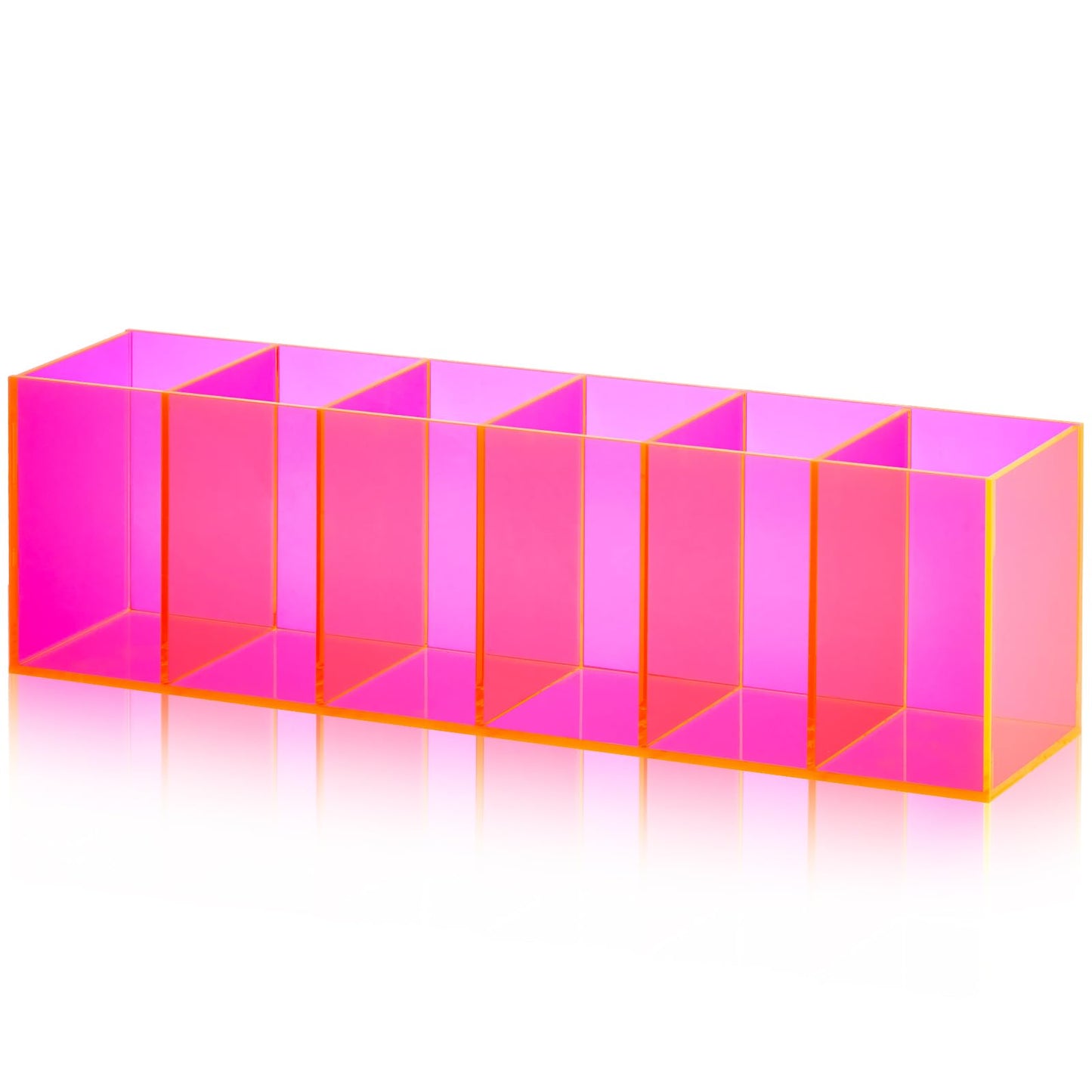 Jetec 6 Compartments Acrylic Pen Holder, Pencil Makeup Brush Holder, Pink