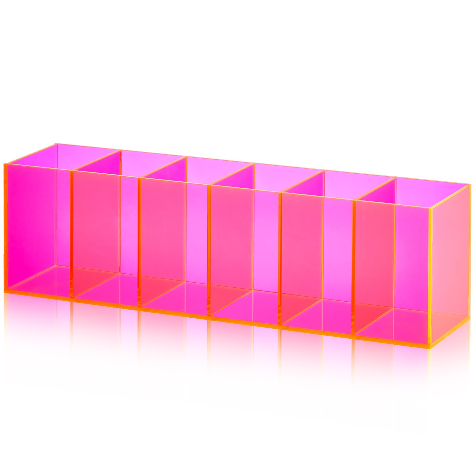 Jetec 6 Compartments Acrylic Pen Holder, Pencil Makeup Brush Holder, Pink