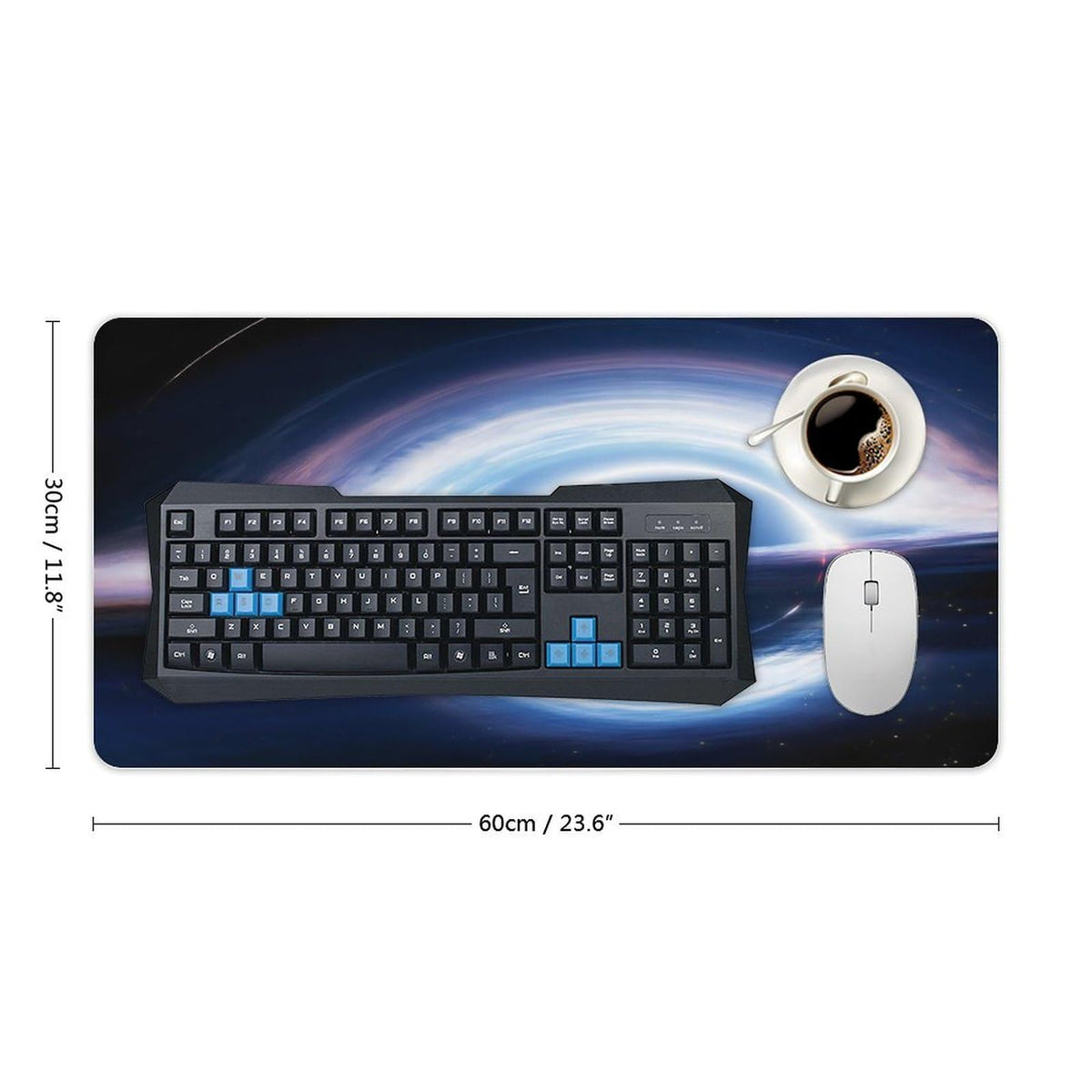 Keebik Gaming Mouse Pad, Interstellar Black Hole Mouse Pad 11.8x23.6 Inch Large Extended Computer
