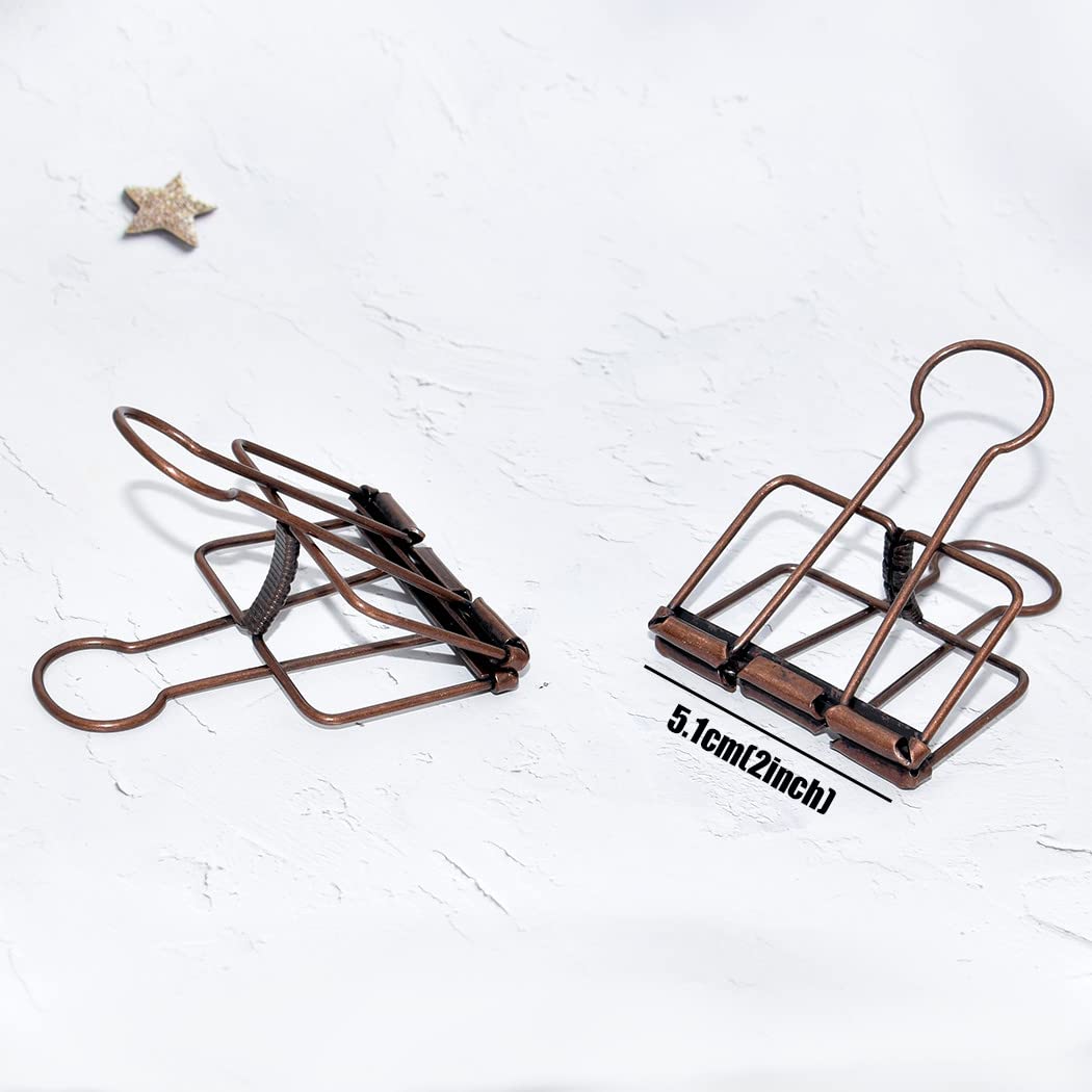 Extra Large Binder Clips 2 Inch, Big Paper Clamps Copper for Office School Supplies (15Pcs)