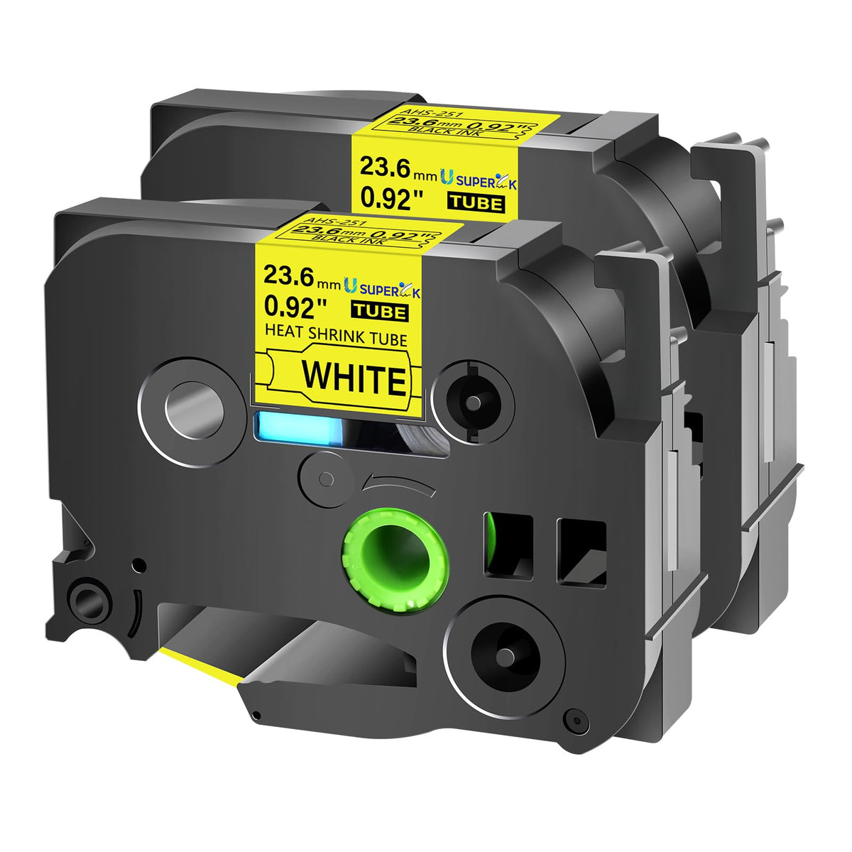 USUPERINK 2PK Compatible for Brother P-Touch HSe-651 HSe651 HS-651 HS651 Black on Yellow 23.6mm