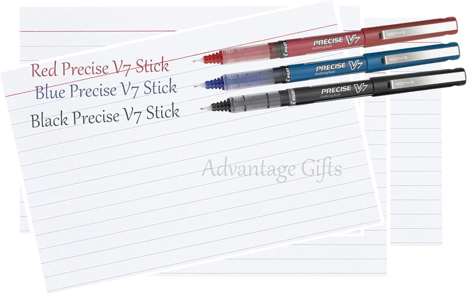 Advantage Gifts Precise V7 Stick Rolling Ball Pens, Fine Point (.7mm), Assorted Colors Black/Blue