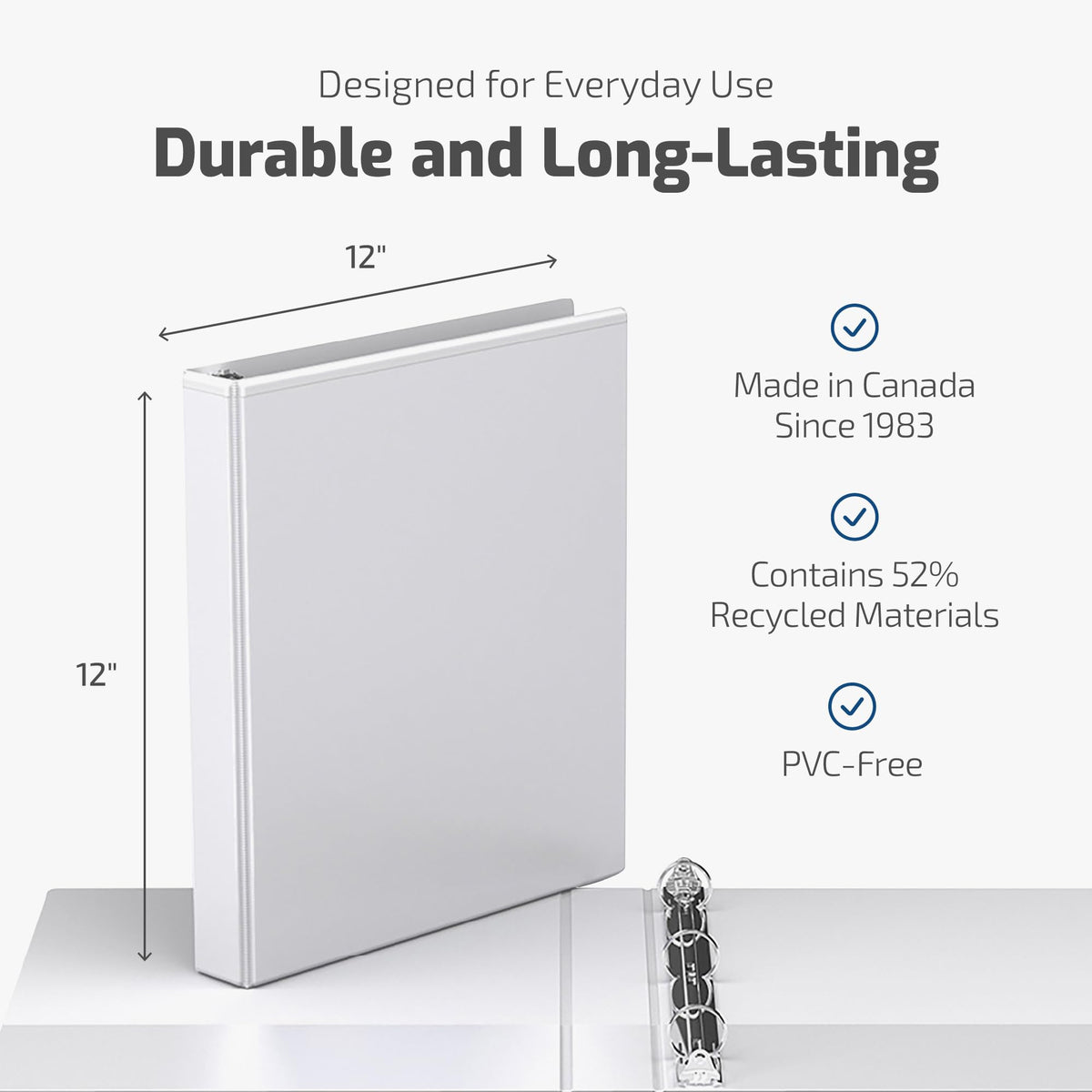 Easyview 3-Ring Binder, Clear-View Cover, 1" Round Rings, White, 6 Pack