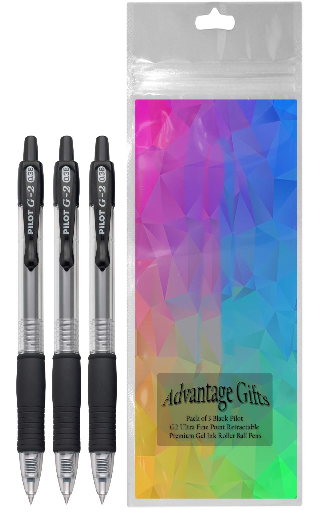 Advantage Gifts G2 Retractable Premium Gel Ink Roller Ball Pens Ultra Fine Point (.38mm) Black Ink