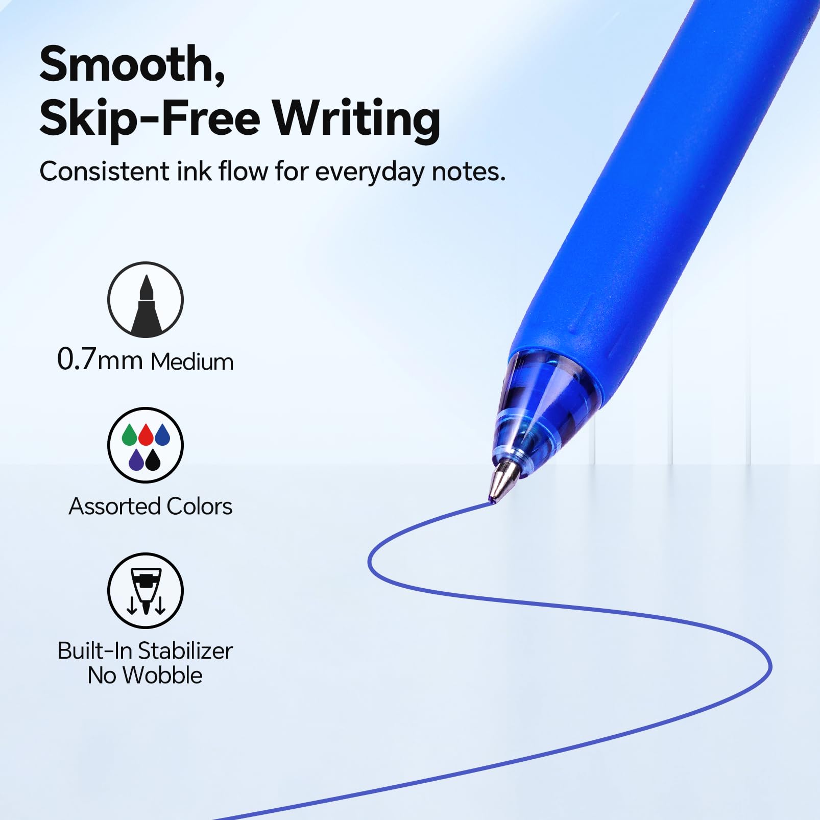 WRITECH Colored Gel Pens 0.7mm: Switch Silent Click Mode for Quiet or Click Feedback Smooth Writing