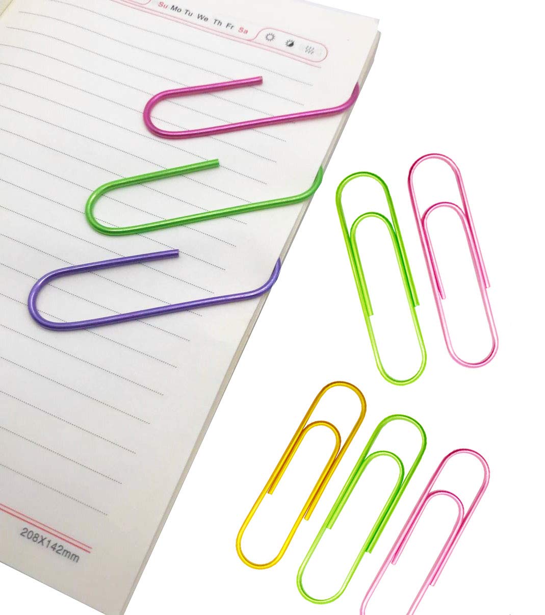 Kbraveo 60 Pack 4 Inch Giant Paper Clips, 6 Colors, Holds Up to 50 Sheets, Modern Metal Binder Clips
