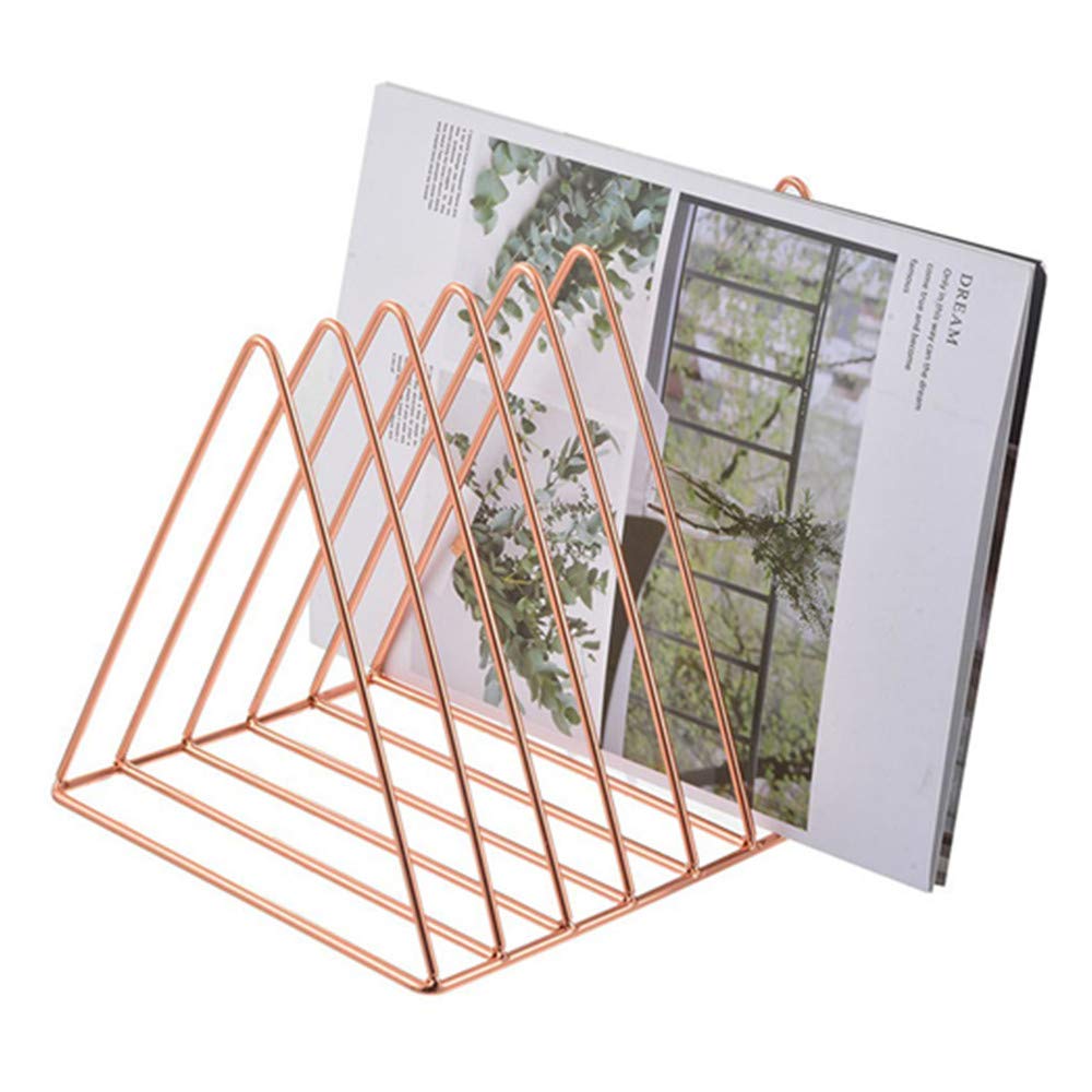 HongDream Magazine Rack Book Record Holder, Desktop Iron Storage Rack Bookshelf Multifunction