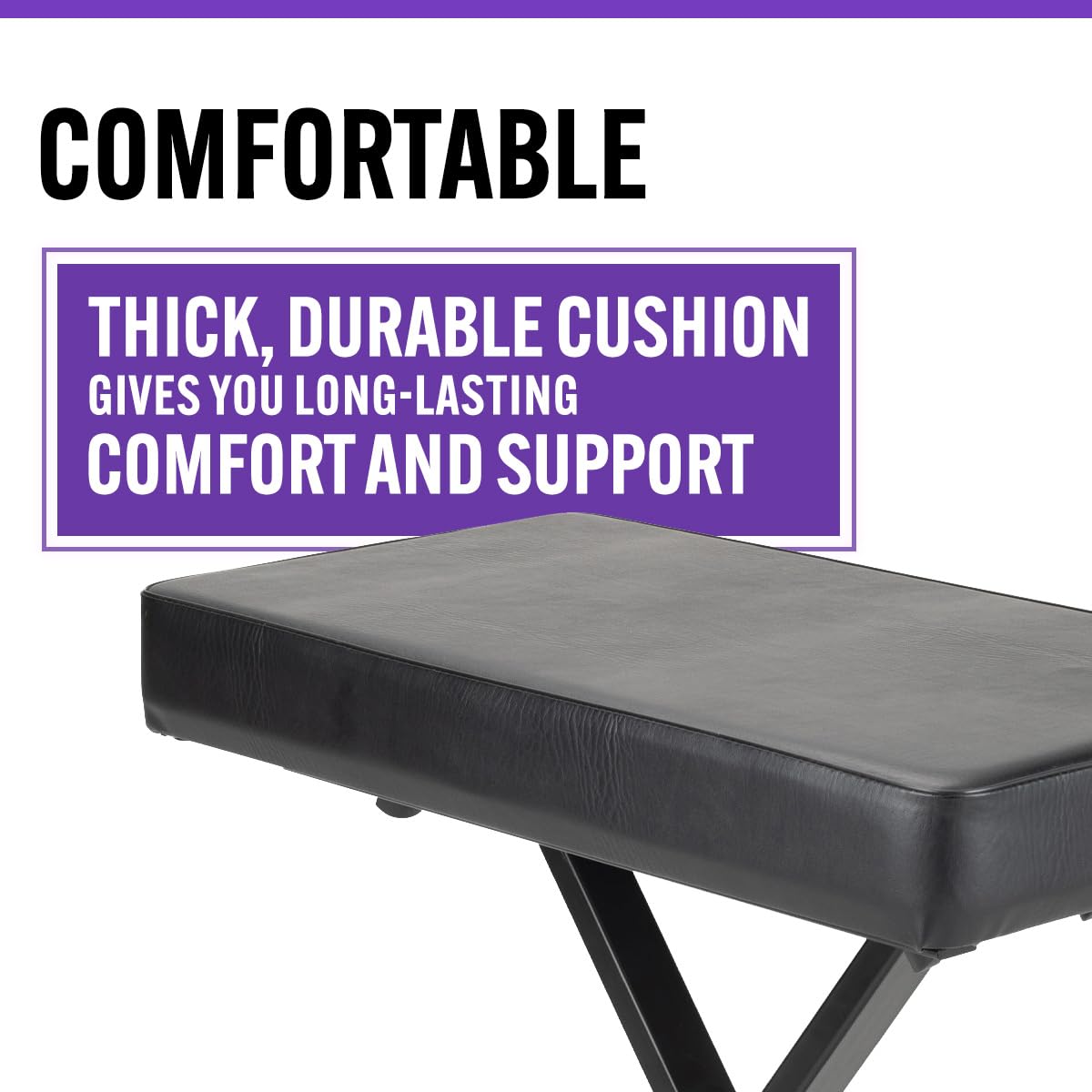 OnStage KT7800+ Deluxe X-Style Keyboard Bench (Portable, Folding, Seating for Keyboards, Synths