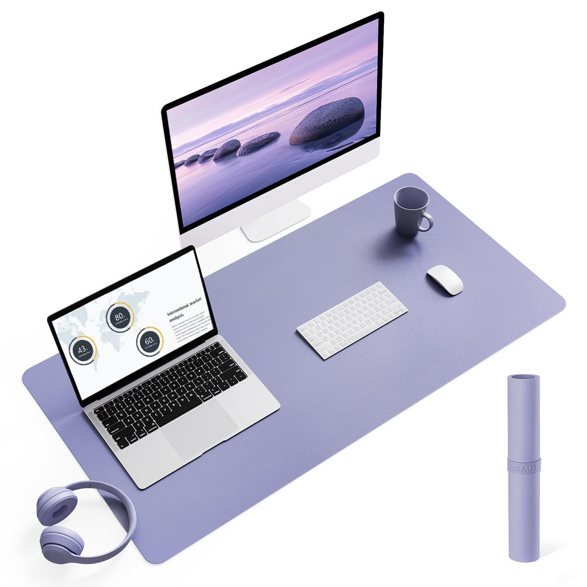 YSAGi Non-Slip Leather Desk Pad L Size, Waterproof Laptop Computer Desk Keyboard Mat, Table