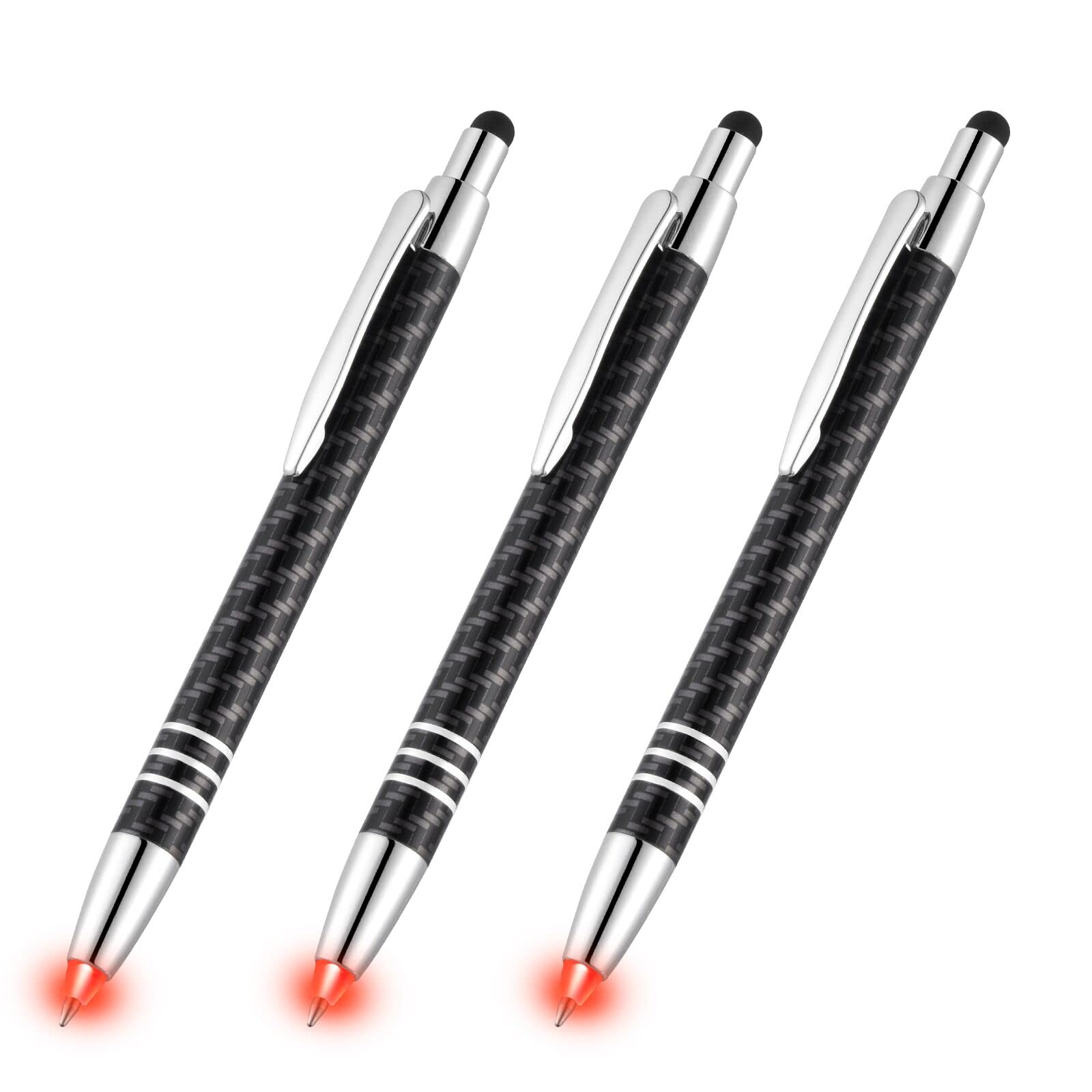 Lighted Tip Pen with Stylus 3-in-1 - LED Penlight Light Up Pen Light Ballpoint Pen with Light for