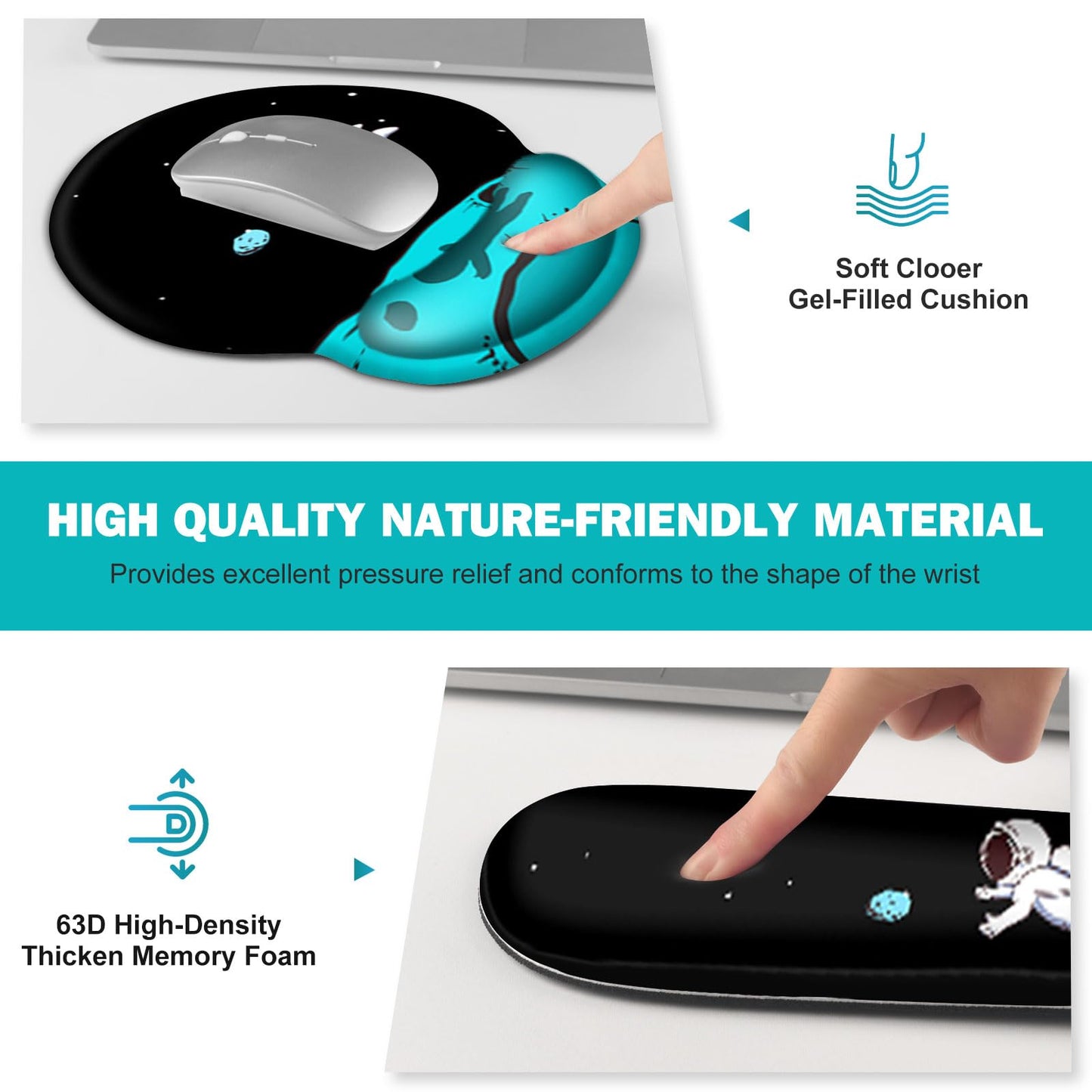 Gaming Mouse Pad, Large Desk Mat, Cute Desk Pad Protector, 4in1 XXL Mousepad + Keyboard Wrist