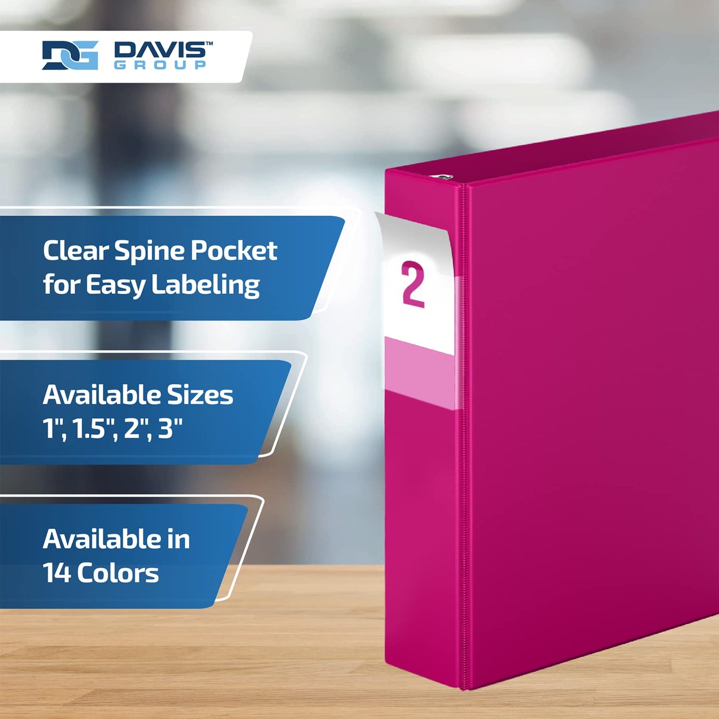 Premium Economy 3-Ring Binder, Spine Label, 2" D Rings, Pink, 6 Pack
