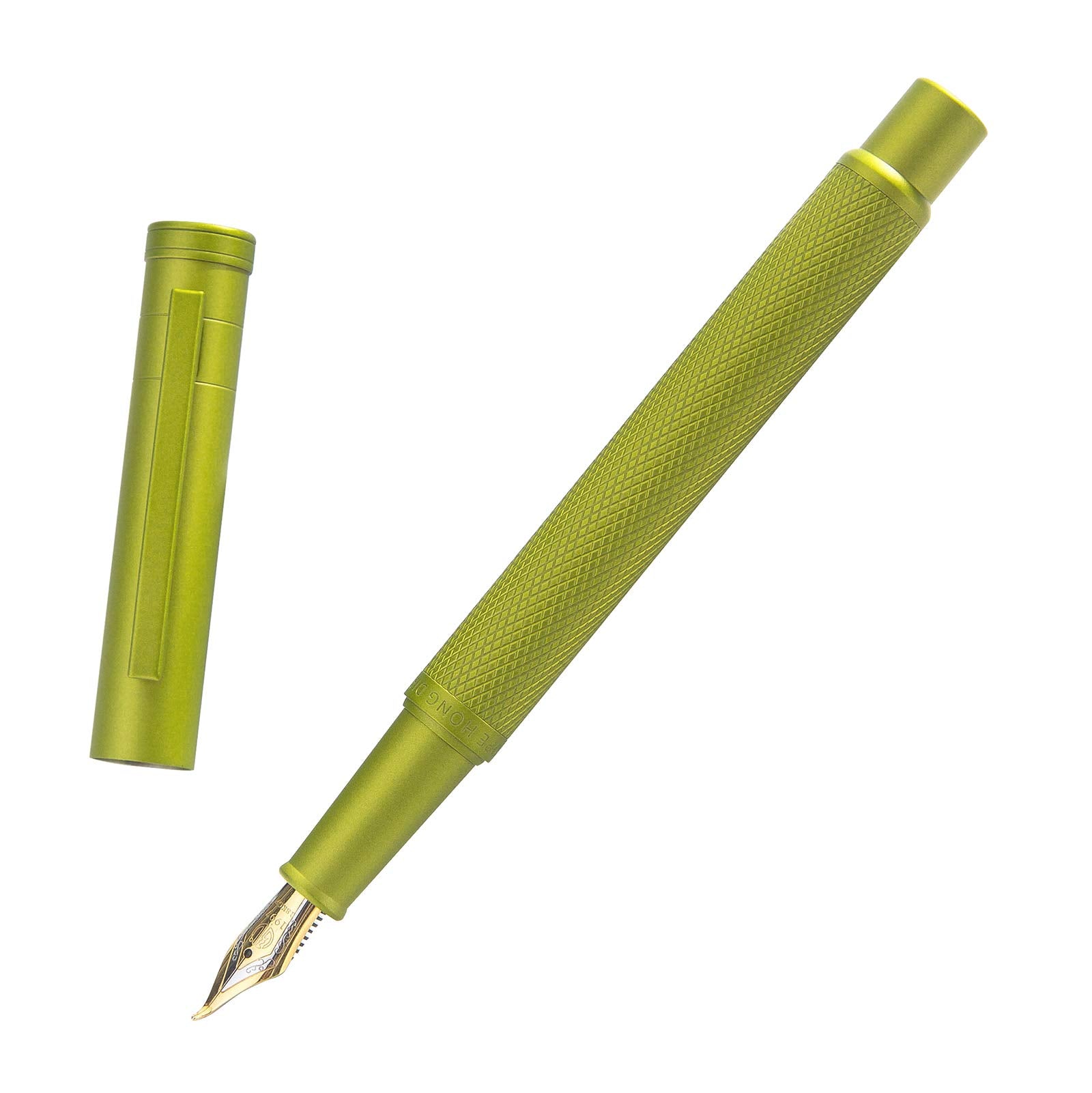 Asvine Mustard Yellow Forest Fountain Pen Bent Nib, Classic Design with Converter and Metal Pen