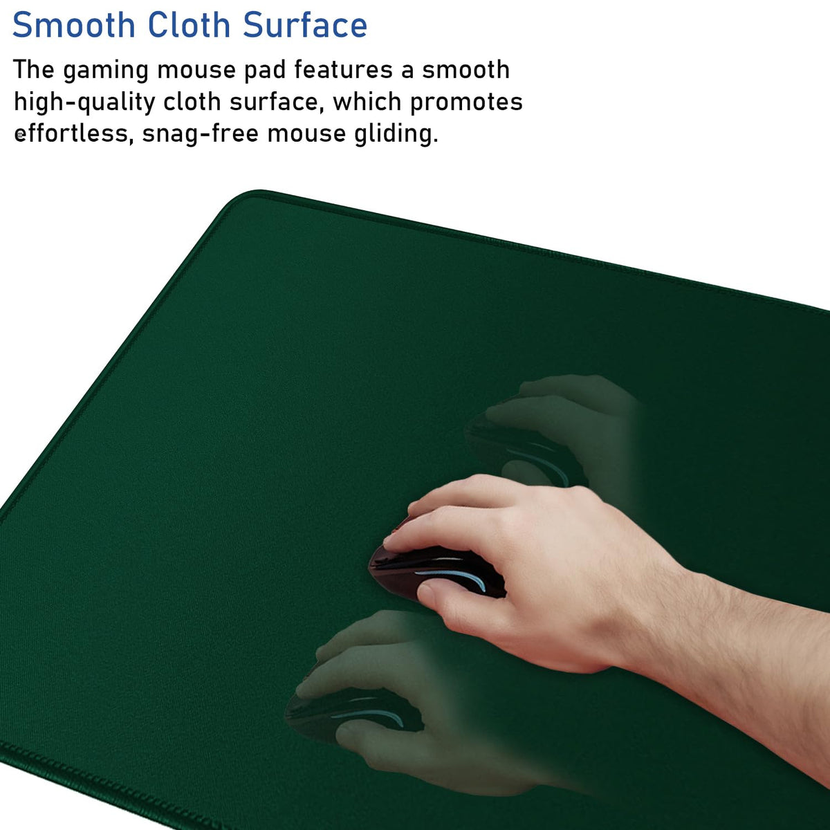 Gaming Mouse Pad with Stitched Edges, Durable Non-Slip Natural Rubber Base