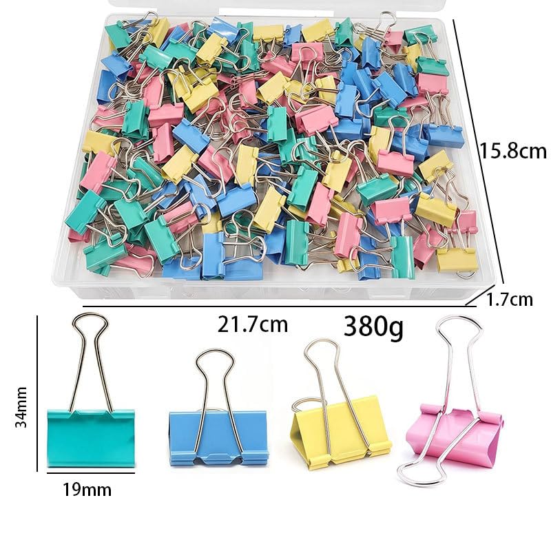 Small Binder Clips, 120 Pack, 3/4 Inch, Standard 19mm, Colorful, Capacity 0.31 Inch, Mini Paper