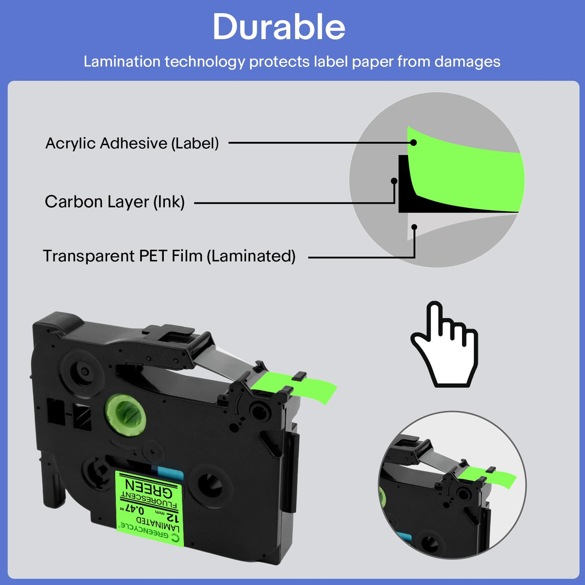 GREENCYCLE Compatible for TZ TZE D31 TZe-D31 AZE D31 0.47 Inch 1/2" Black on Fluorescent Green