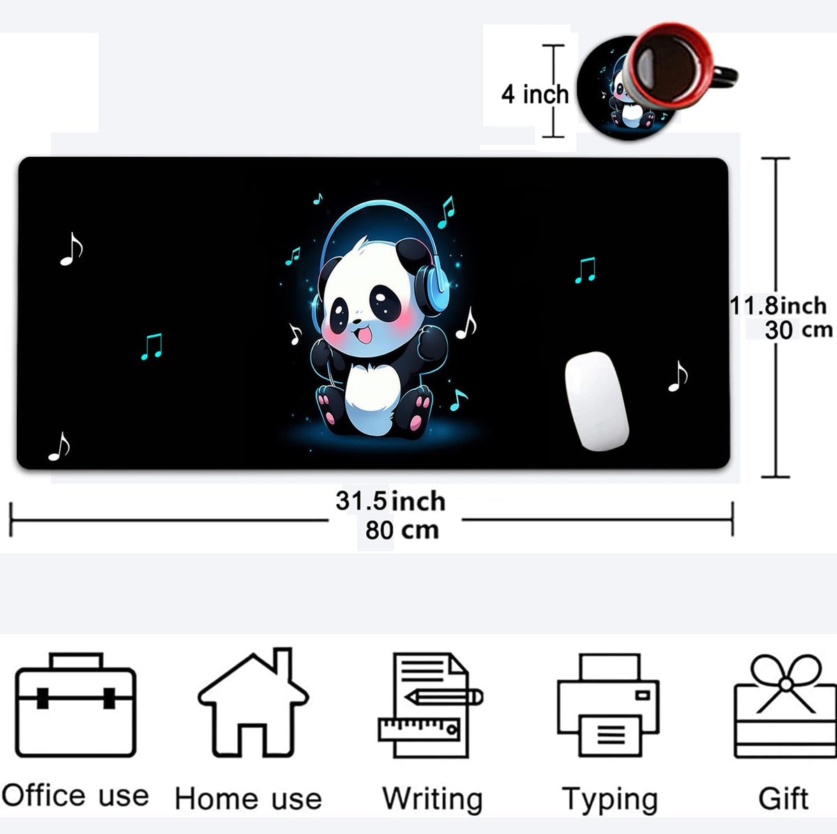 Large Mouse Pad, 31.5 x 11.8in Extended Gaming Mouse Pad with Stitched Edges, XXL Mousepad