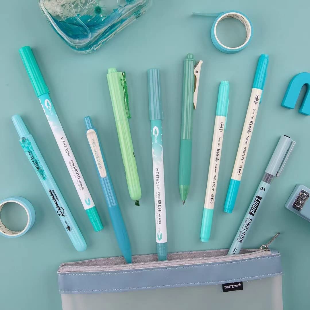 WRITECH Journaling Kit, Gel Ink Pens/Retractable Highlighters/Dual Tip Brush Pens/Fineliner Pens