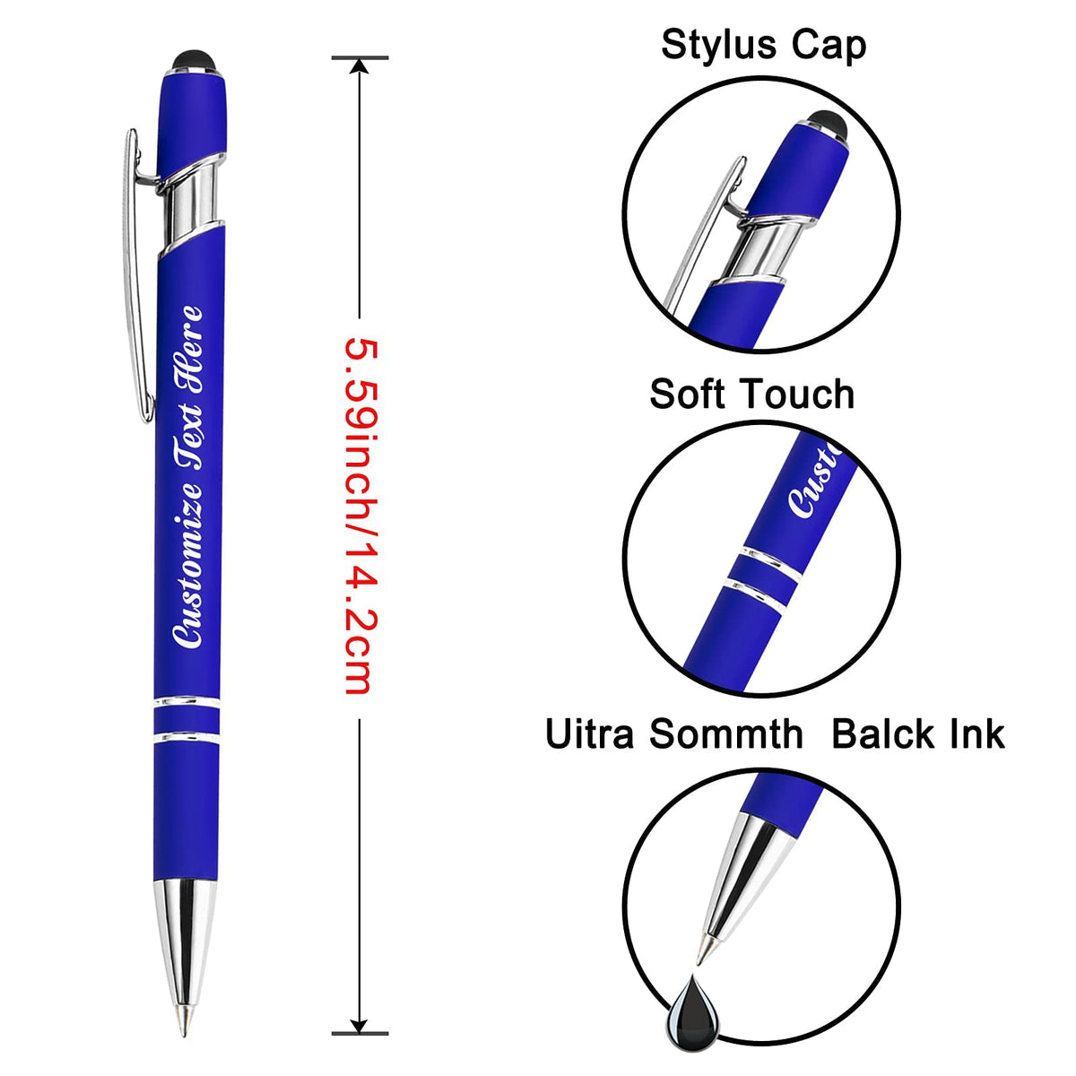 MOUZYLCASE 12 Pcs Personalized Pens Custom Ballpoint Pens with Name Logo Customized Ink Pens with