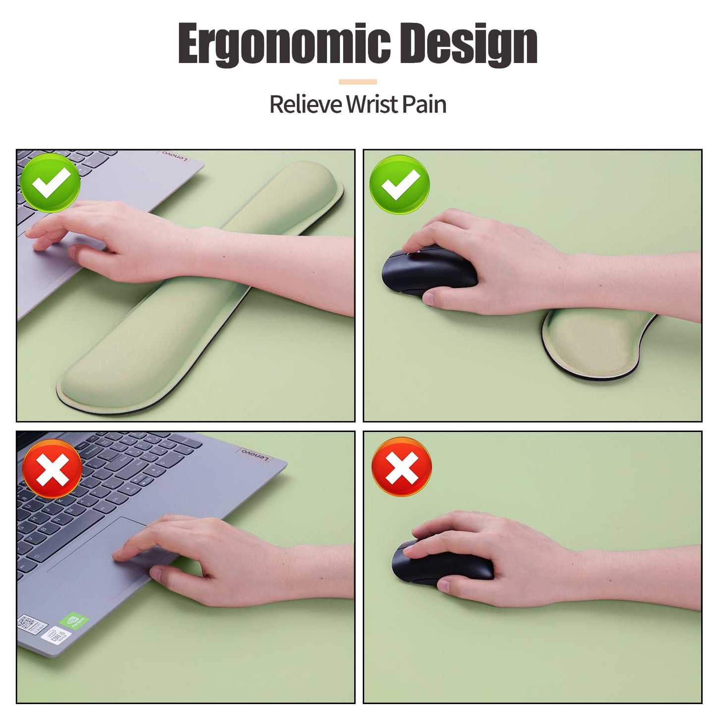 Bloss Green Leather Desk Mat and Keyboard Wrist Rest, 3 in 1, 31.5"×15.7"