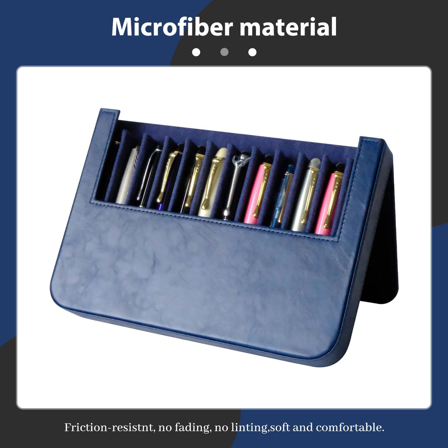 MIVLXLX 12 Slot Fountain Pen Case, Handmade Magnetic,Christmas Gift(blue)