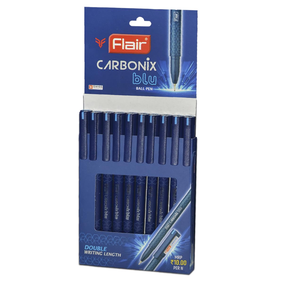 FLAIR Carbonix Blu Ball Pen Wallet Pack | 0.7 mm Tip Size | Low-Viscosity Ink With Double Writing