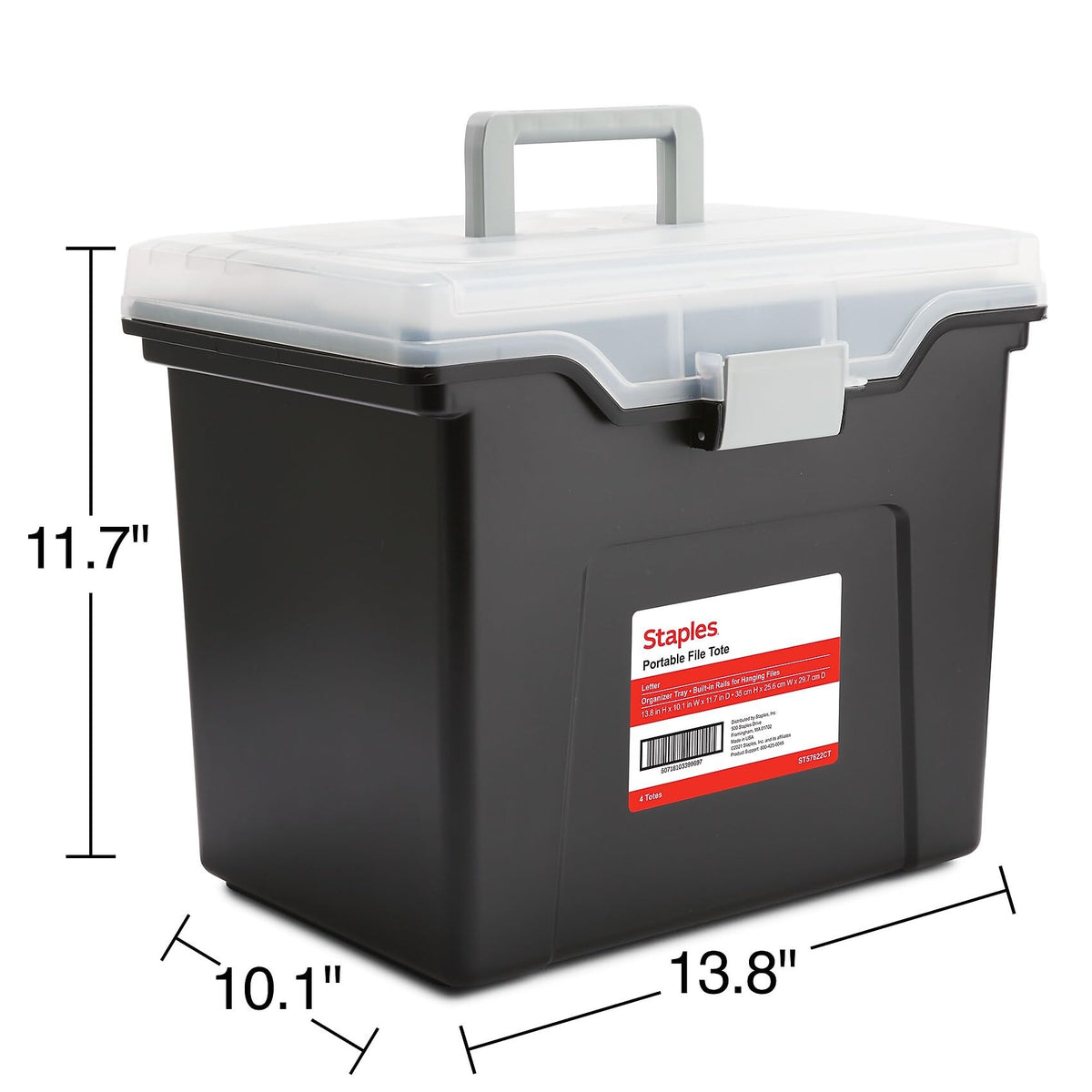 STAPLES File Box Portable Tote, Letter Size, Black, 4/Carton