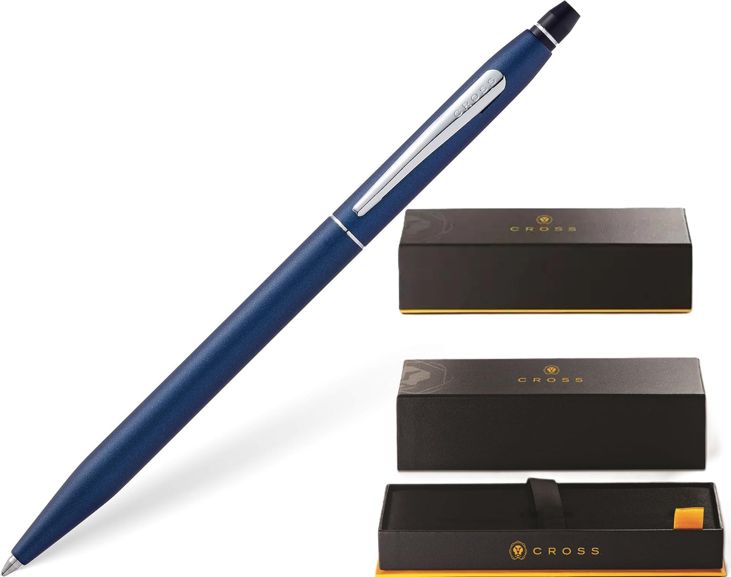 Cross Click Blue Lacquer Selectip Ballpoint Pen with Chrome Appointments and Bonus Slim Gel Refill