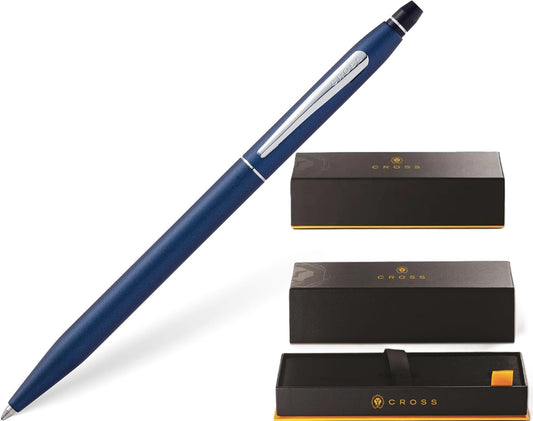 Cross Click Blue Lacquer Selectip Ballpoint Pen with Chrome Appointments and Bonus Slim Gel Refill