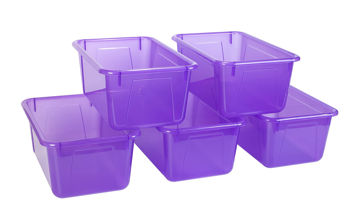 Storex Small Cubby Bins – Plastic Storage Containers for Classroom, 12.2 x 7.8 x 5.1 inches, Candy