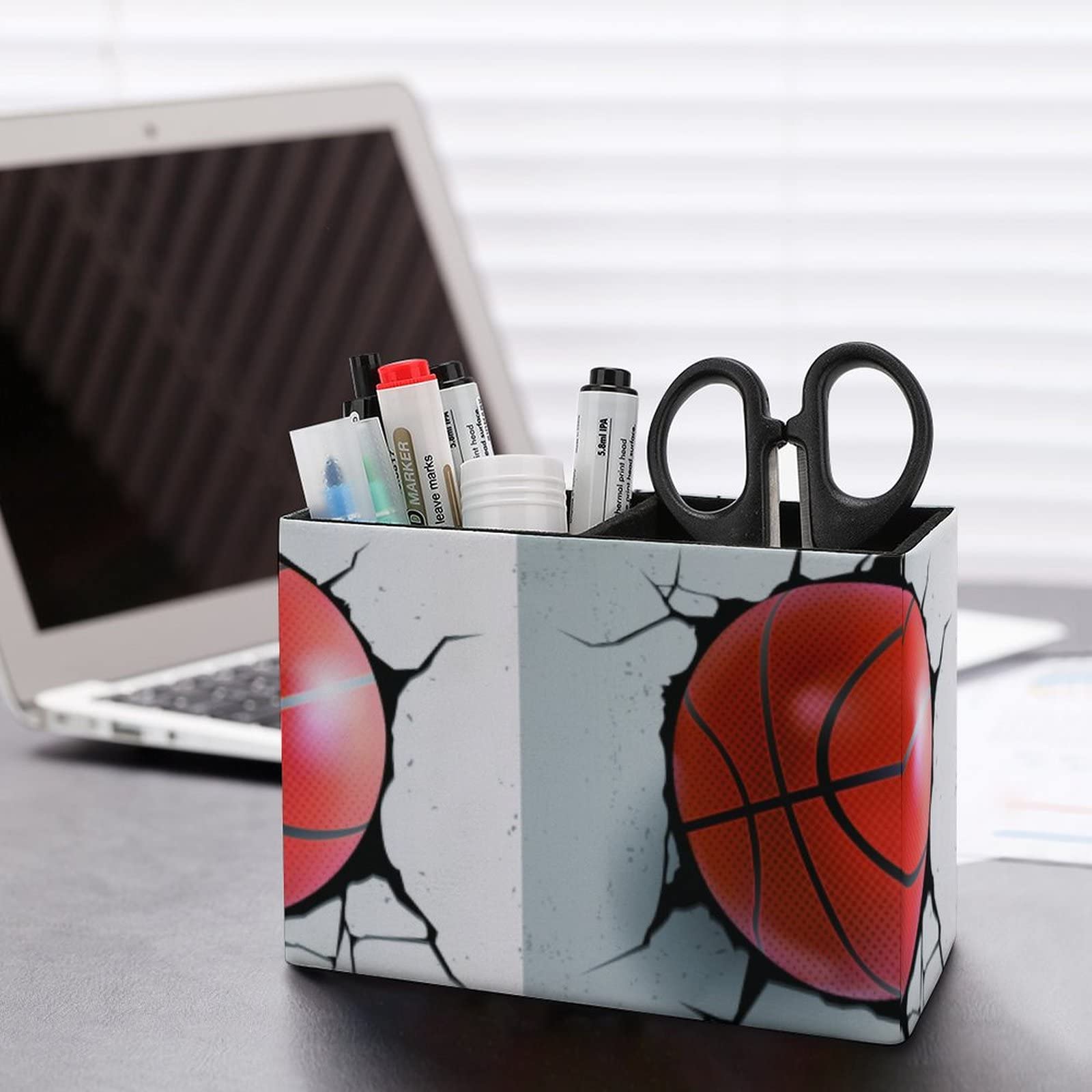 Niapessel Pencil Holder for Desk, Basketball Ball Pen Holder Storage Desktop Pen Organizer Desk