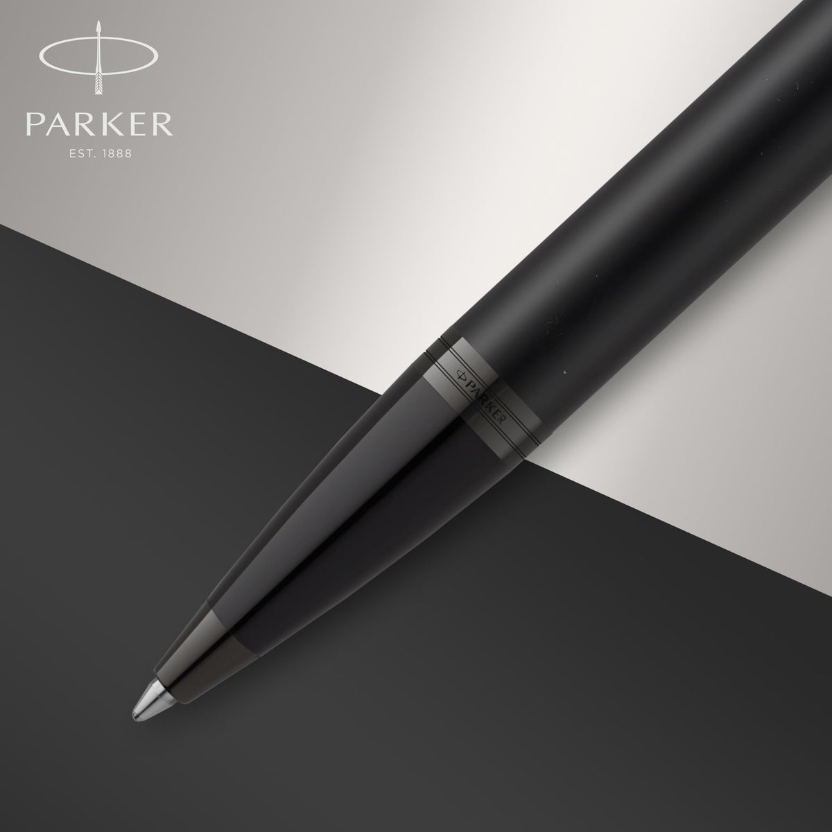 Parker IM Ballpoint Pen, Matte Black with Black Trim, Medium Point, Blue Ink